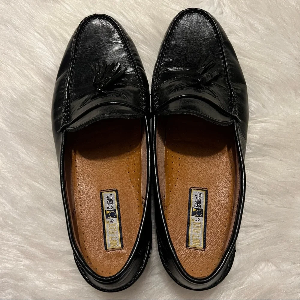 French Shriner Buchanan Black Leather Dress Shoes with Tassels Men’s Size 10.5 M
